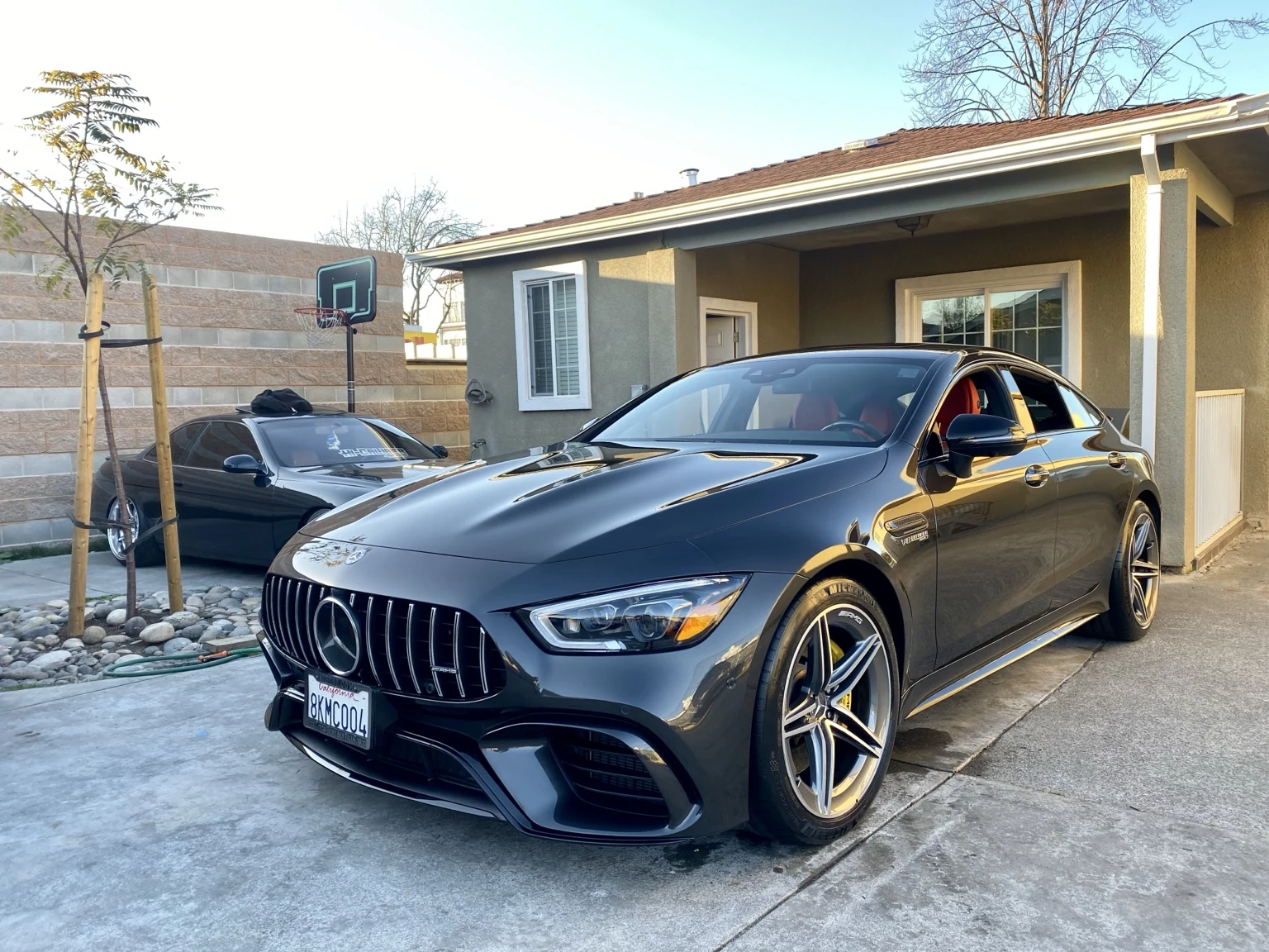 Dark performance sedan after appearance work