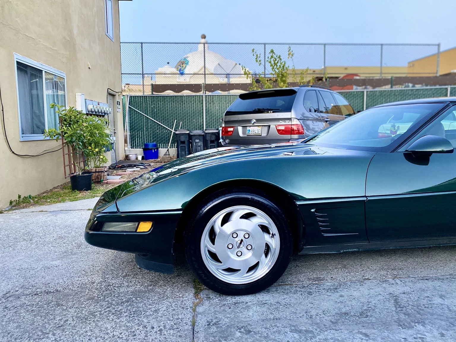 Green Corvette finish and wheel detail