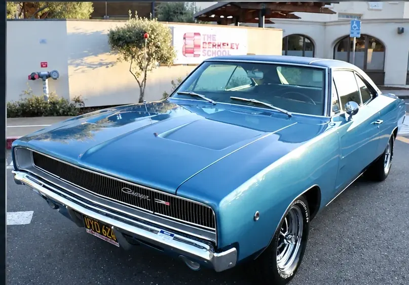 After: Blue 1968 Charger after restoration and presentation work